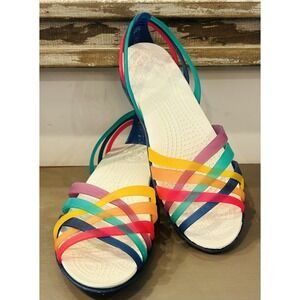 Crocs Isabella Huarache Rainbow Open Toe Jelly Sandals Slip On Women's Size 6